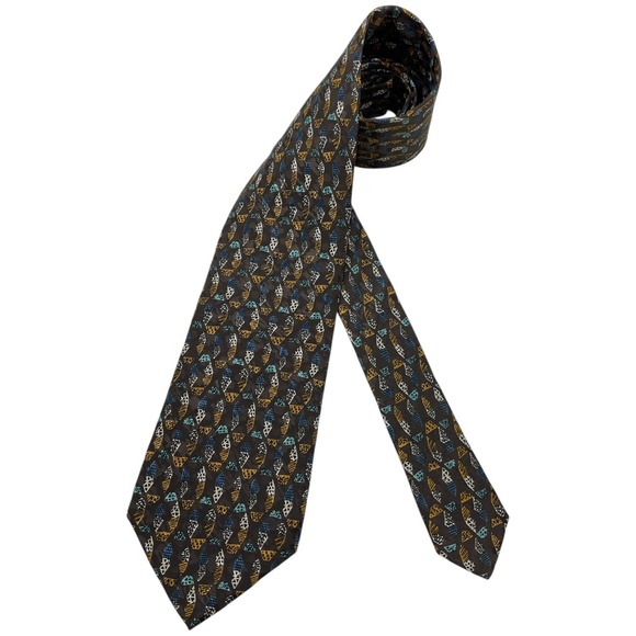 BRIONI Brown/Beige/Blue Geometric Art Silk LUXURY Tie HANDMADE ITALY - Picture 1 of 4